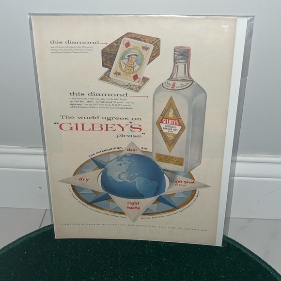 Vintage Gilbeys Distilled London Dry Gin - The International Gin Bar Ad Wall Art - Picture 2 of 10